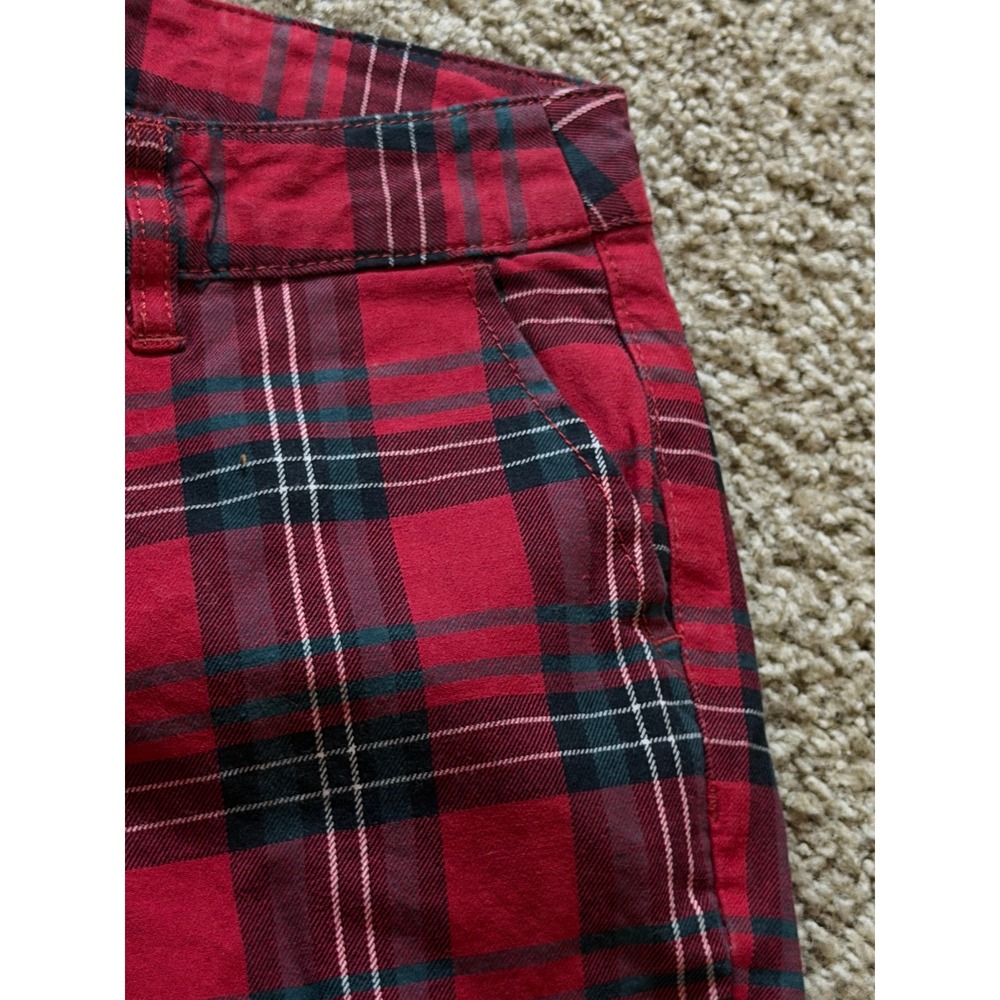 Zumiez Empyre Caelie Straight Crop Pants Red Tartan Plaid Women Size 00 - Picture 9 of 11